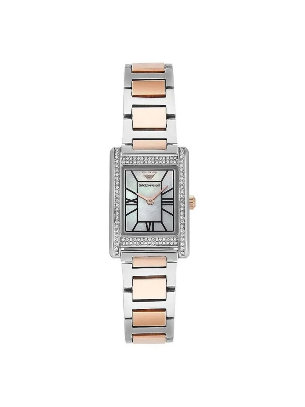 NWT Emporio Armani Quartz Mother of Pearl Dial Two-Tone Ladies Watch